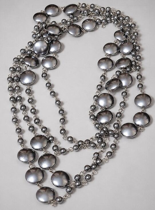 Unbranded Jewelry - Vintage Gunmetal Gray Station Necklace,‎ 70" Long Versatile Blue blu-002--50